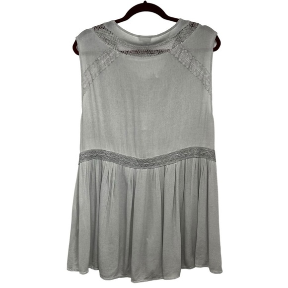 POL Silver Gray Boho Chic Sleeveless Sheer Lace Up Casual Tunic Top Women  Large - Picture 10 of 12